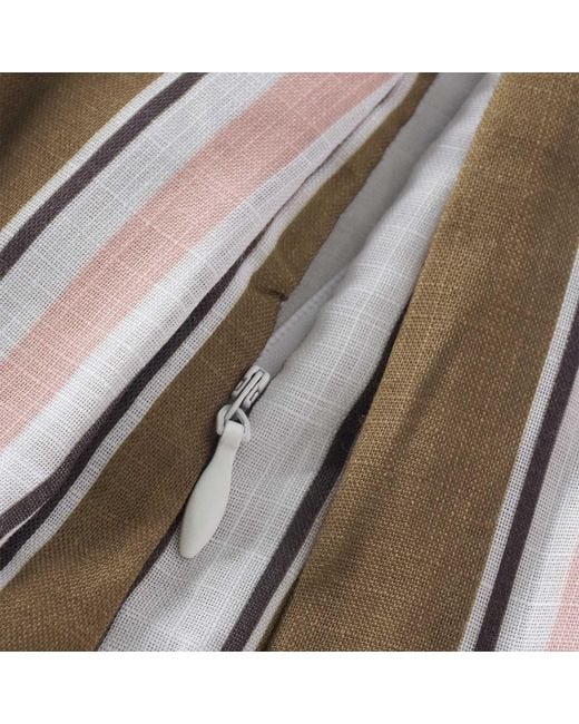 Smart and Joy Brown Striped Midi Skirt With Cotton Lining