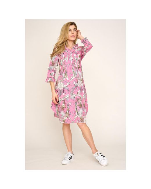 At Last Annabel Cotton Tunic In Pink Tropical