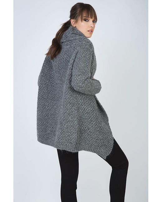Conquista Gray Loose Fit Mohair Wool Open Front Cardigan