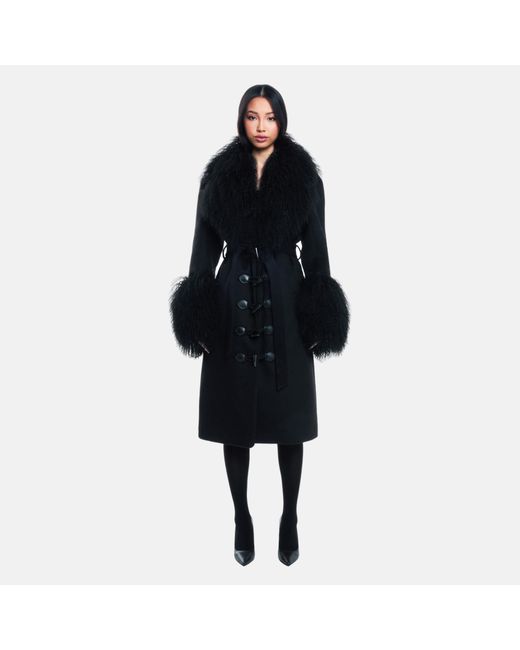 OW Collection Black Frances Wool Coat
