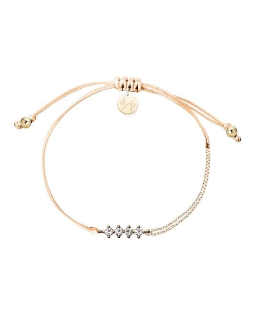 Adriana Pappas Designs Metallic Cz Crystal Bar Bracelet On Colored Cord