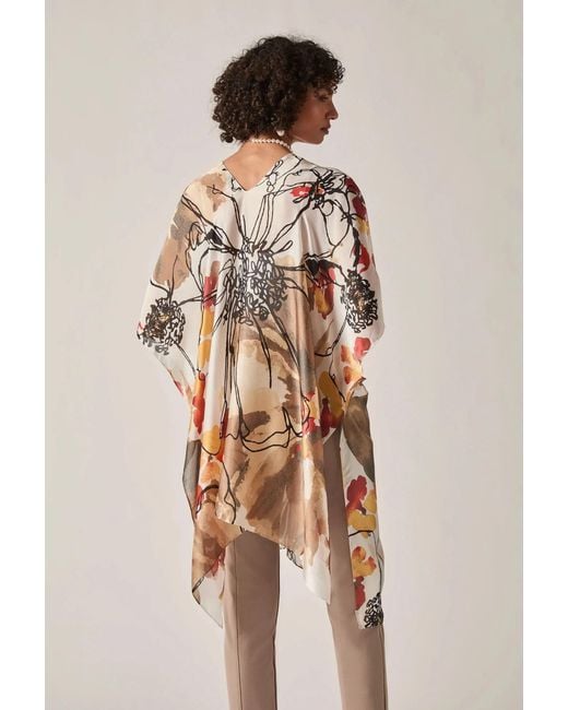 James Lakeland White Floral Sketch Kaftan