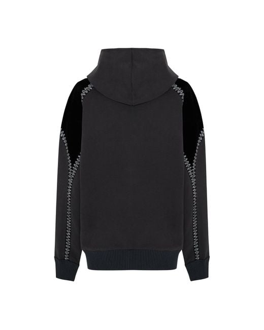 Pcfg Black Crochet Zip Up Hoodie for men