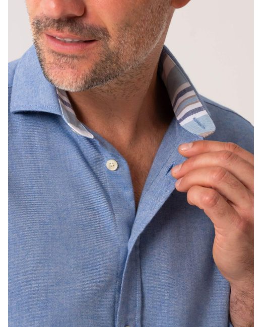 Koy Clothing Blue Cotton-Merino Shirt for men