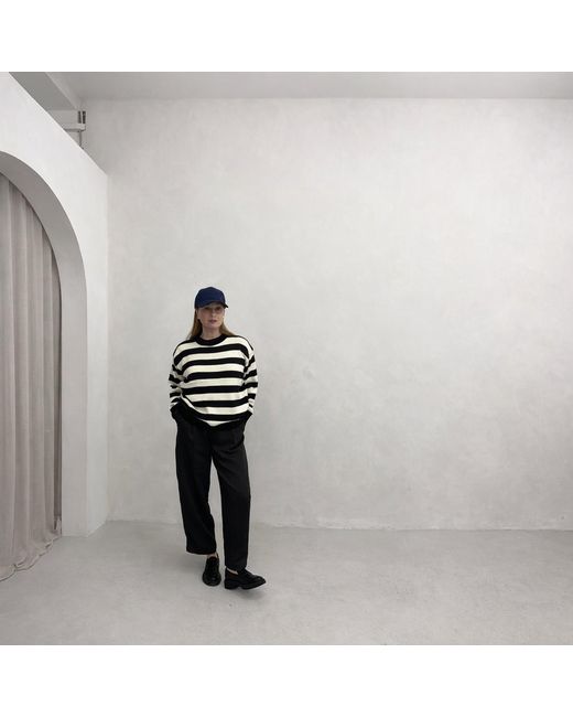 London Atelier Byproduct Black Wide Striped Knitted Jumper