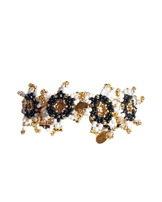 Iliana Arrazola Multicolor Waterfall Blossom Cuff Bracelet, And Withe, Glass Beads, Beaded Jewelry