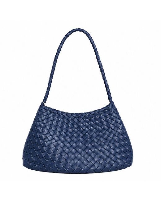 Rimini Blue Woven Vegan Leather Sling Bag 'Leontina'