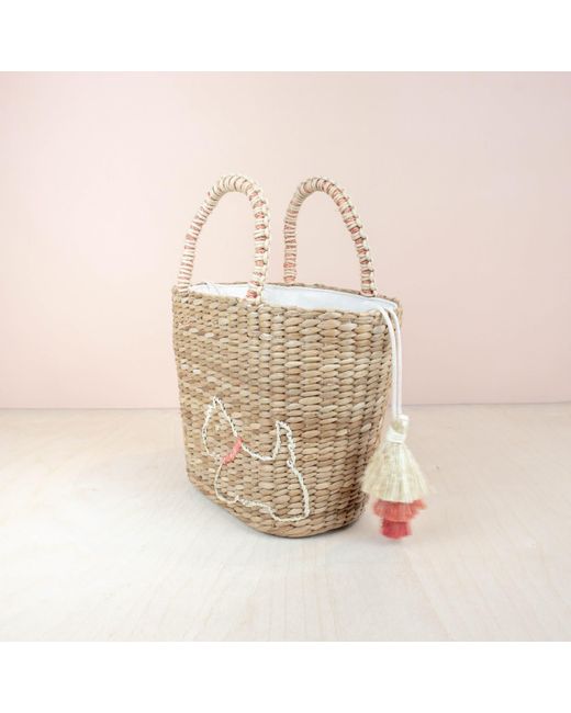 LIKHÂ Natural Mini Tote Bag With Embroidered Westie