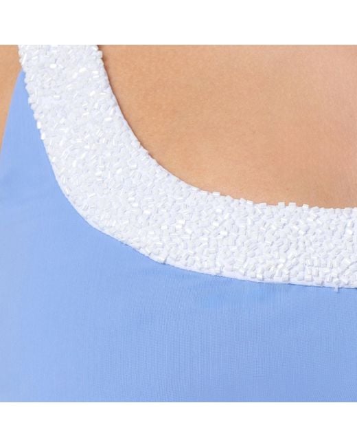 Self-Adore Blue Zenya Hand-Beaded Embellished Bikini Top