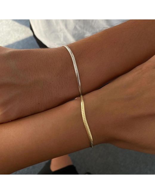 Spero London Metallic Italian Sterling Herringbone Bracelet