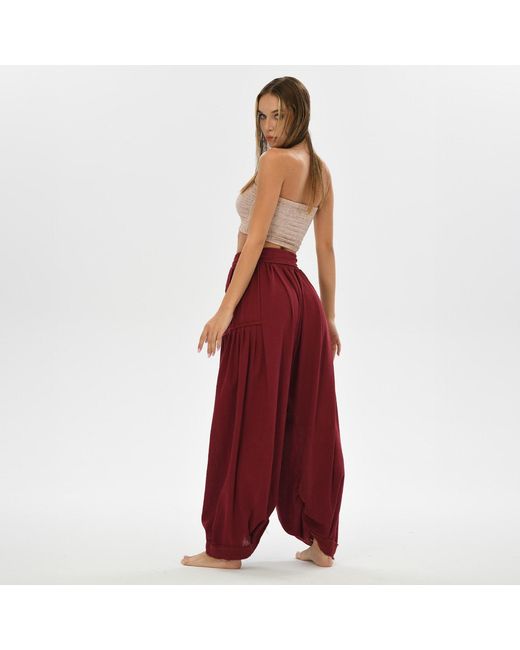 Zhenabia Red Boho Harem Pants