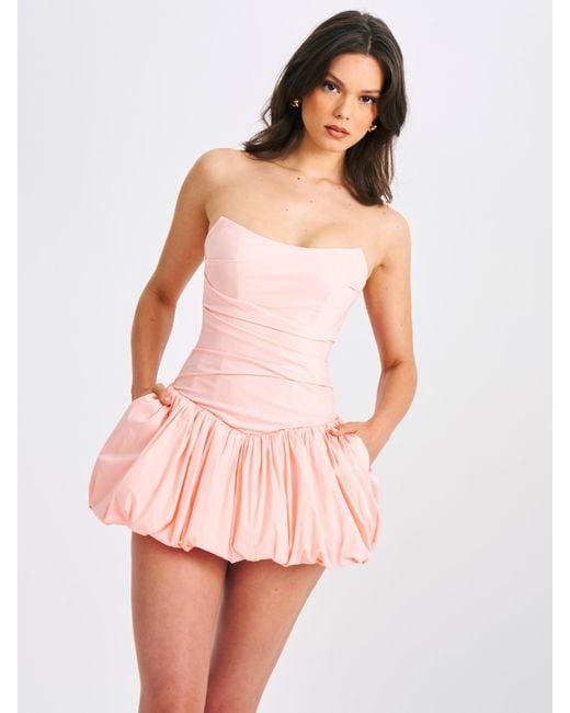 Miss Circle New York Pink Oletta Corset Strapless Bubble Hem Mini Dress