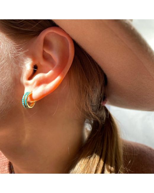 Native Gem Blue Evil Twin Huggie Earring