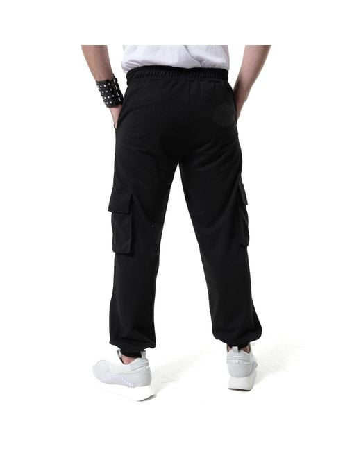 Metamorph Black Cotton Cargo Trousers for men