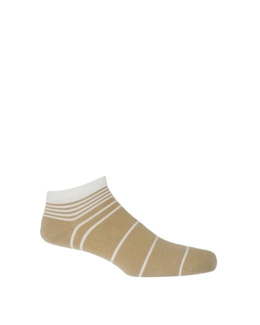 Peper Harow - Made in England Green Retro Stripe Cream & Thin Stripe Trainer Socks Bundle for men