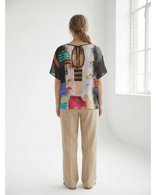Conquista Red Artistic Print Chiffon Top — Lightweight, Vibrant & Effortlessly Elegant