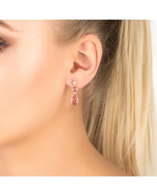 Latelita London Pink Rose Tuscany Gemstone Drop Earring Rose Tourmaline