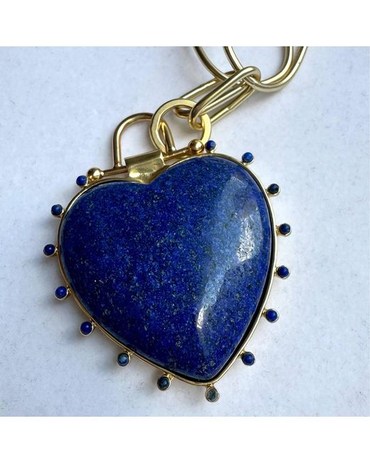 Rare Matters Jewelry Blue Lapis Lazuli Heart Pendant Necklace