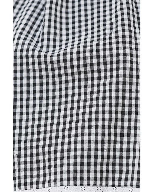 Yumi' Gray Gingham Cotton Midi Skirt