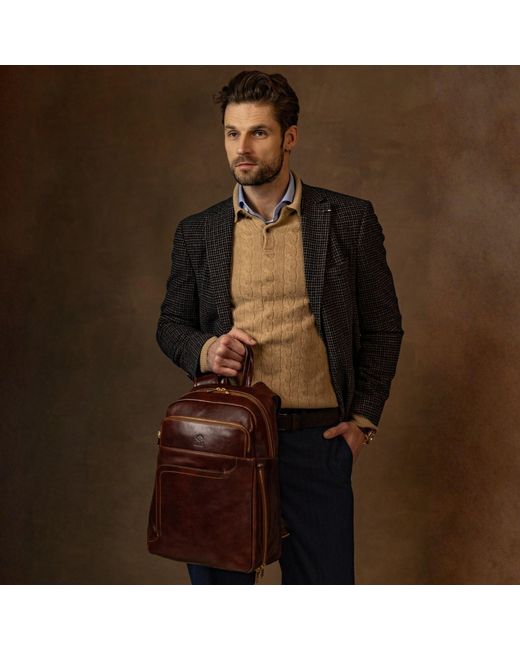 Time Resistance Red Large Leather Backpack for men