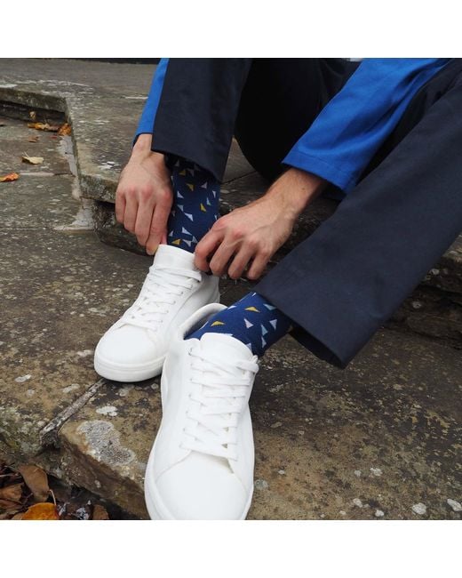 Peper Harow - Made in England Blue Trilateral Socks for men