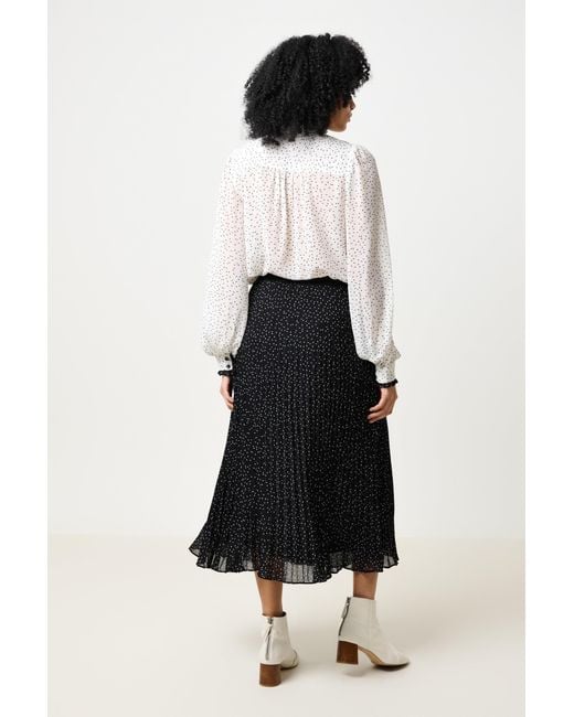 Louche Black Riley Raindrop Pleated Midi Skirt