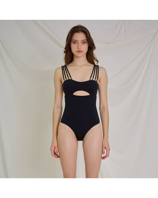 Aulala Paris Blue The Modern Muse One Piece Swimsuit With Wide Beaded Strap