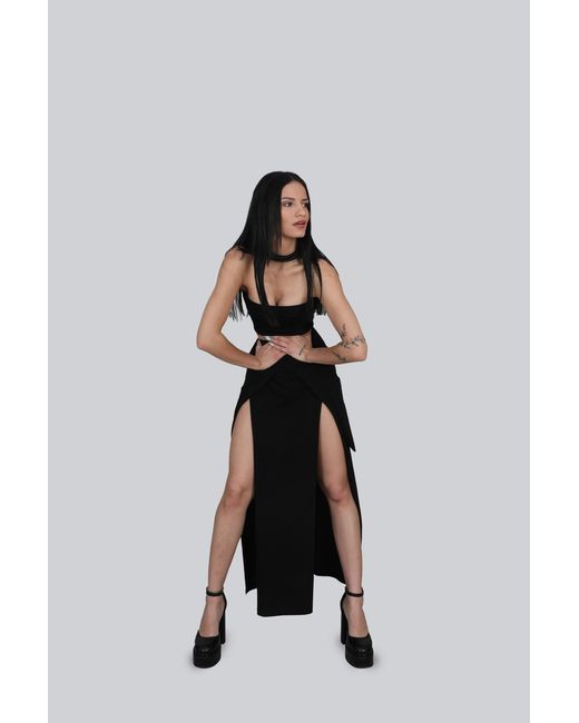 Yogi8Apparel Black Soft Armour Split Skirt