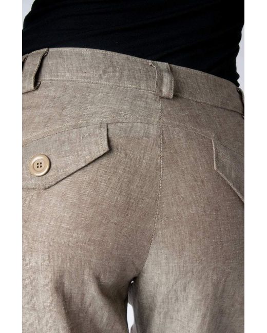 Conquista Natural Straight Linen Pants Khaki