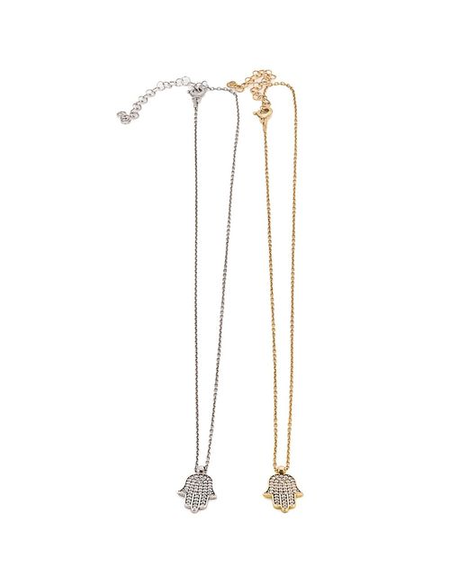Ebru Jewelry Metallic Dainty Diamond Hamsa Pendant Chain Necklace