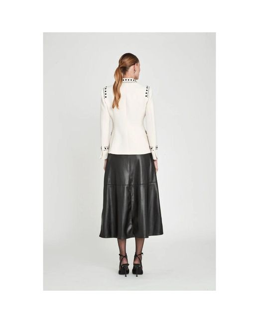 The Extreme Collection White Neutrals Blazer With Bold Stud Accents Rock Star