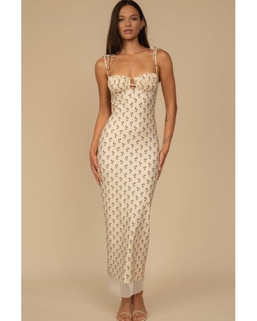 Montce White Cynthia Floral Petal Long Slip Dress