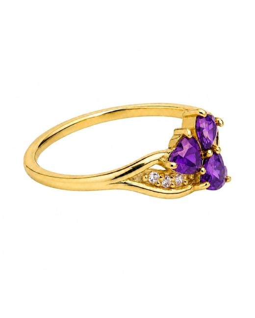 Belinda Jewelz Multicolor Amethyst Triple Heart Cluster Birthstone Ring