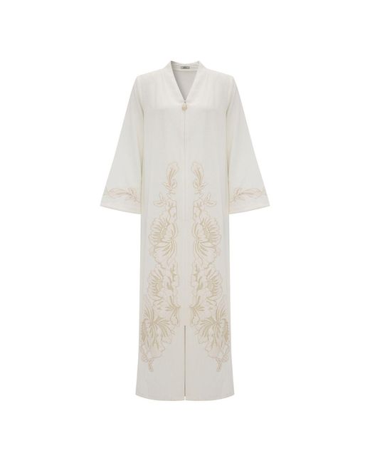 Bocan Couture White Liora Linen Zippered Dress Off