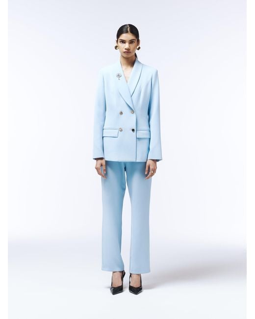 Sour Figs Blue Medallion Button Tailored Cigarette Trousers