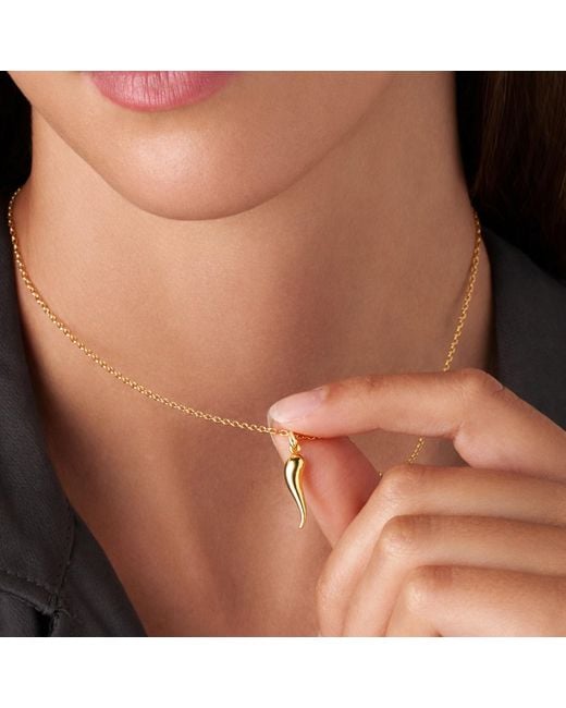 Unaloe Metallic Plated Enamel Cornicello Necklace – Italian Handmade Good Luck Charm