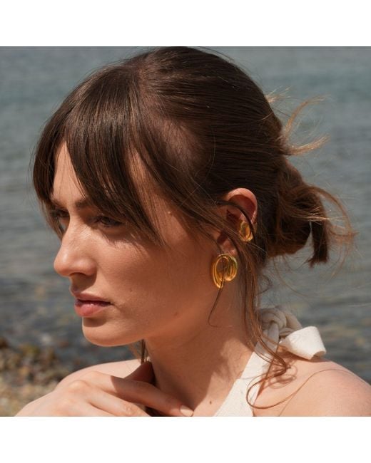 LINYA JEWELLERY Yellow Jeni Big Ear Cuff Earrings