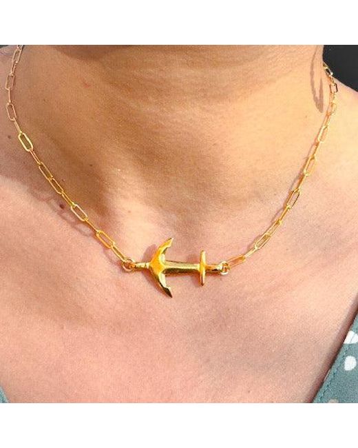Lexi Jewelry Metallic Anchor & Paperclip Chain Necklace