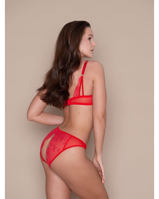 BonBon Lingerie Red Griselda Ouvert Full Brief