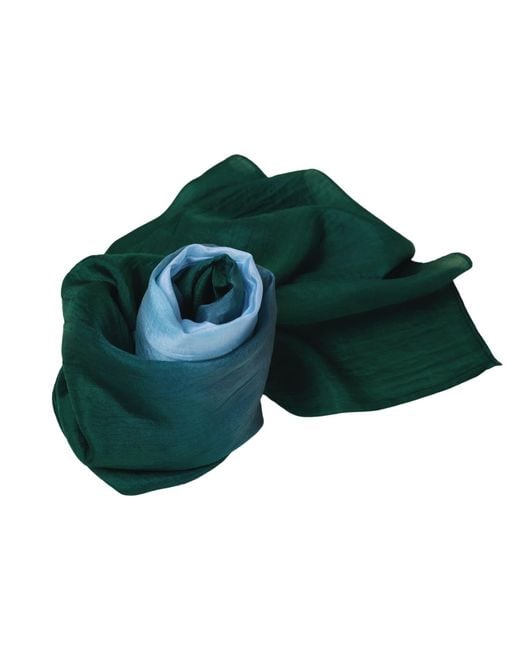 Silk and Bears Green Emerald Horizon Ombre Silk Shawl – Hand-Dyed Mulberry Silk Wrap