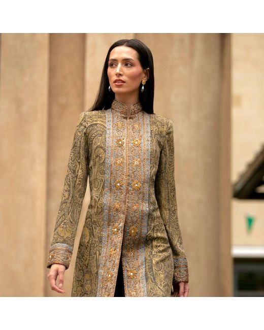 Beatrice von Tresckow Brown Rosette Wool Paisley Shawl Jacket