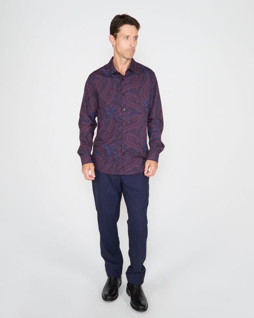 Lords of Harlech Blue Norman Paisley Badalona Shirt for men