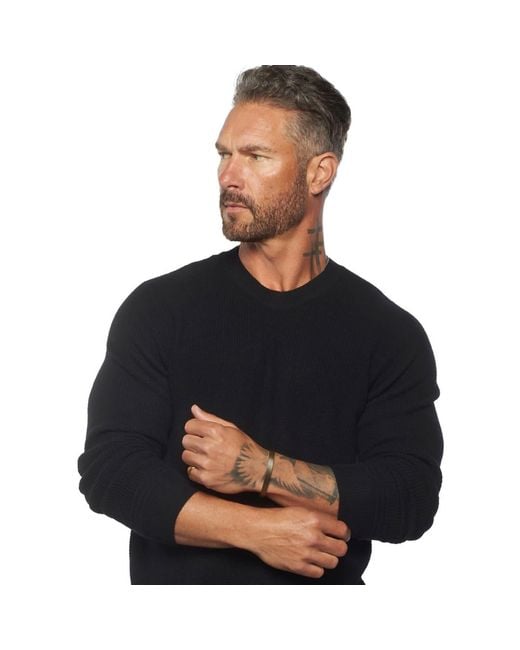 Weston Jon Boucher Black Valen Waffle Knit Cashmere And Wool Fitted Lightweight Sweater for men