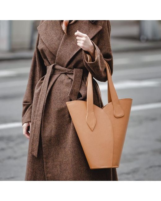 Tarea Studio Brown Neutrals Camel Oh Lala Tote Leather Bag