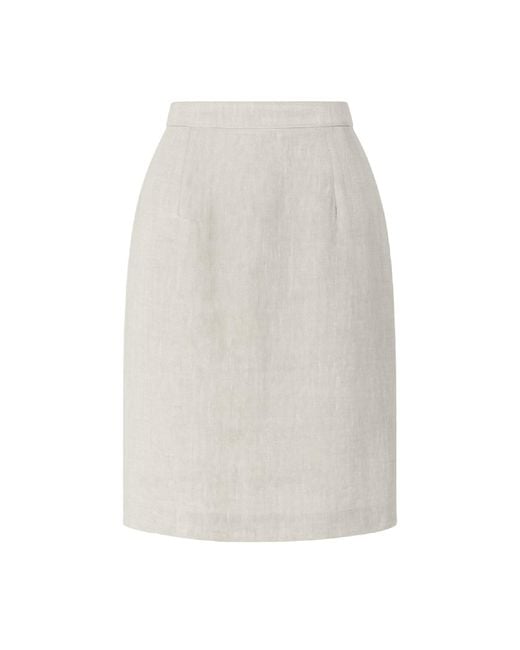 Conquista White Neutrals Classic Light Tailored Pencil Skirt