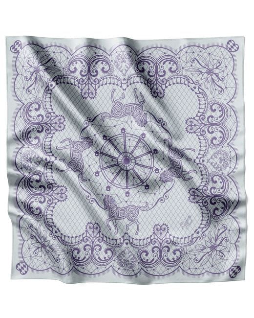 Lamberty Munich Blue Horse Festivity Light Midi Silk Scarf