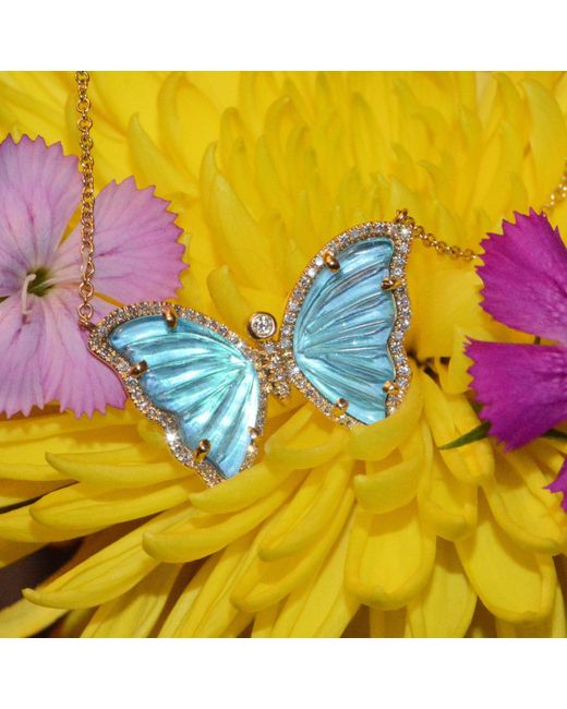 KAMARIA Blue Mermaid Tail Butterfly Necklace With Diamonds