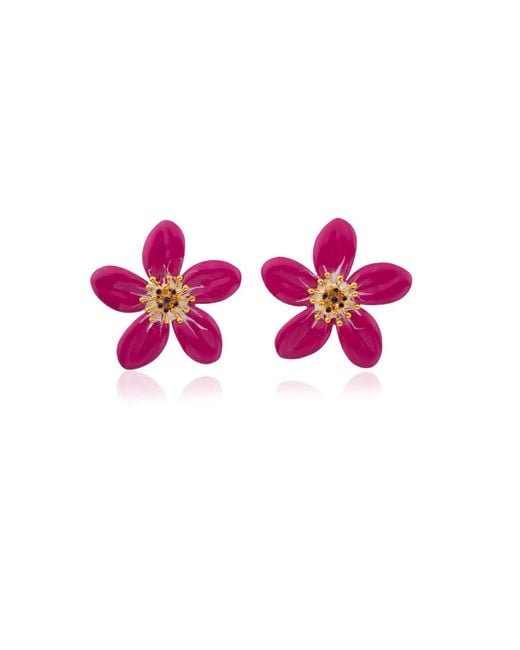 Milou Jewelry Pink Raspberry Periwinkle Flower Earrings