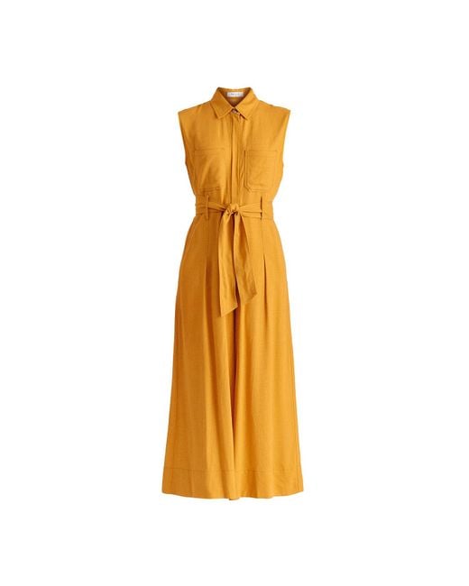 Paisie Metallic Linen Blend Jumpsuit With Stitch Details