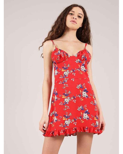 blonde gone rogue Red Flower Power Mini Dress, Upcycled Viscose